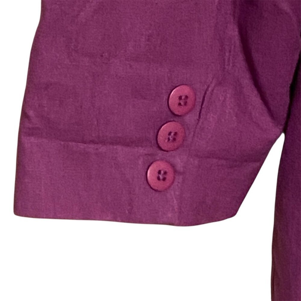 ADOLFO International Purple Lined Blazer Linen One Button Women's Size (12) - Picture 3 of 8